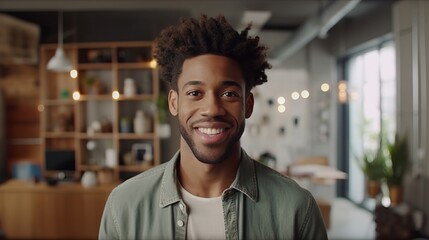 Obraz premium A man with dreadlocks smiling at the camera, created with Generative Ai Technology