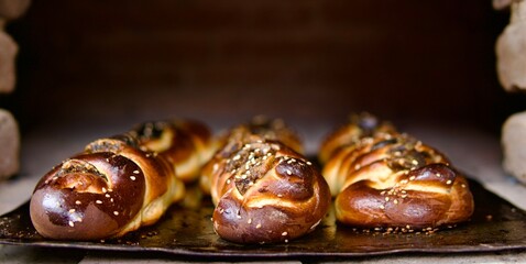 Artisanal bread with figs made in a stone oven