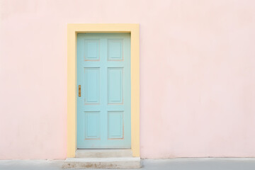 A door on a wall, clean and colourful design