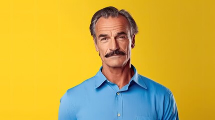Fototapeta premium A man with a mustache and a blue shirt