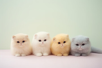 Colourful cat dolls on a clean background