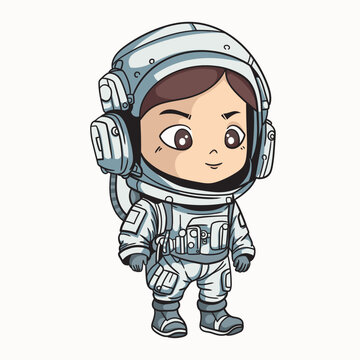 chibi astronaut funny cartoon vector