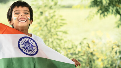 Indian child celebrating Independence or Republic day of India