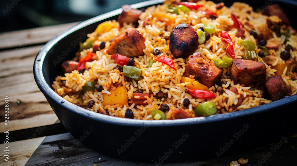 Canvas Prints spicy creole rice recipe with chicken and sausage