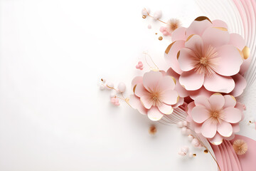 pink cherry blossom floral abstract painting background, AI generate