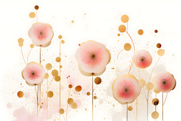 pink floral abstract painting background, AI generate