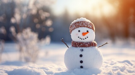Obraz premium Snowman, winter background with space for copy. Generative AI