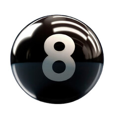 Black snooker 8 ball on transparent PNG background, competition and games. Generative AI - obrazy, fototapety, plakaty