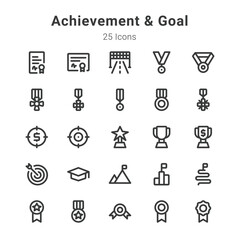 25 icons collection on achievement, goal and related topics