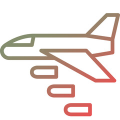 bomber plane gradient line icon