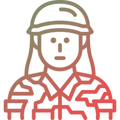 female soldier gradient line icon