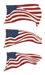 Waving American Flags Vector Illustration