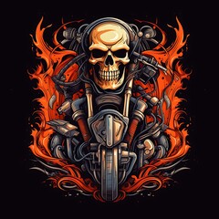 Engine motorcycle vector illustration for t shirt design