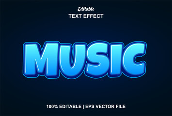 music text effect with blue graphic style and editable.