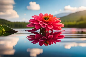 pink flowers on the water Generative AI