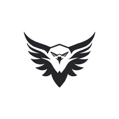 Creative Eagle Logo vector illustration, Modern Eagle Head, Hawk, Falcon, Black Symbol logo isolated on white background, Minimalist Eagle Logo for Sports team or T shirt or poster template design