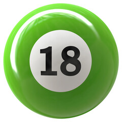 Ball 3D Green Number 18