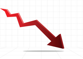 big red arrow down a big loss recession bearish
