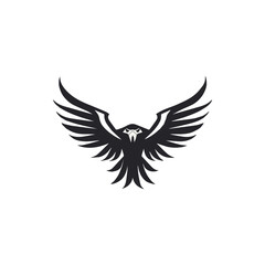 Modern Phoenix Logo Vector illustration, Creative Phoenix Logo Concept isolated on white background, Phoenix flying with open wings, Black Phoenix with negative white space, Phoenix symbol, icon