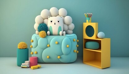 Mockup podium for product in children roomkids room Generative Ai