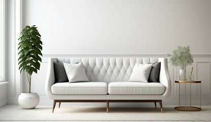 photorealistic modern simple sofa in living room again Generative Ai