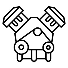 Illustration of Car Engine Line Icon