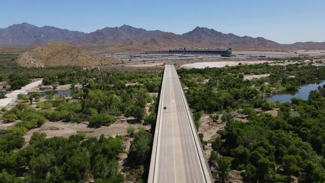 Salt and Gila River Confluence in Phoenix Arizona, Drone Shot