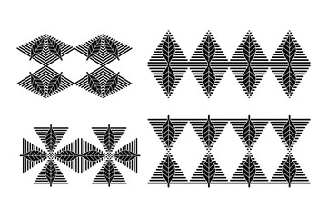vector walpaper wall with pyramidal leaf motifs - obrazy, fototapety, plakaty