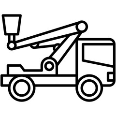Cherry Picker Icon. Safety Hoist Crane Symbol Stock Illustration. Vector Line Icons For UI Web Design And Presentation