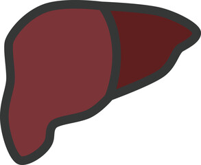 医療関連のカラー単品アイコン　肝臓