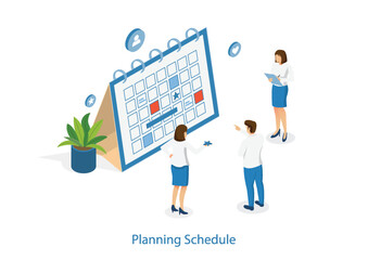 Planning schedule concept. Isometric illustrator vector