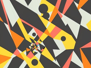 Abstract Bauhaus geometric pattern background vector circle triangle and square lines color art design with Generative AI.