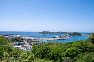 浜田マリン大橋の見える風景　島根県浜田市　The beautiful seascape with Hamada Marine Bridge in Hamada city,  Shimane pref. Japan