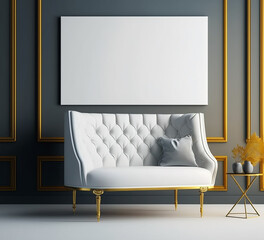 White sofa and board in a room