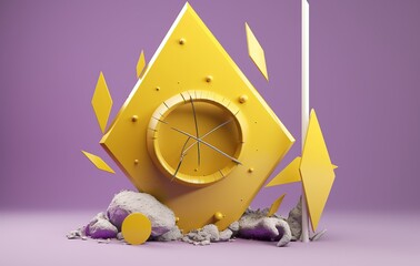 object, 3d, shape, design, element 3d, element, yellow, abstract, isolated