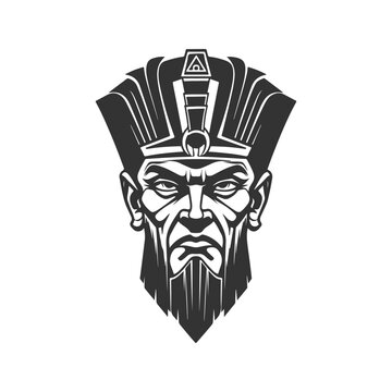 ancient egypt god, vintage logo line art concept black and white color, hand drawn illustration