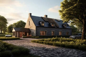 Fototapeta premium A contemporary North American interpretation of a traditional Belgian farmhouse.