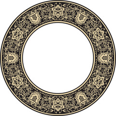 Vector round gold with black national Indian ornament. Circle ethnic pattern of Indian civilization.
