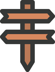 キャンプ関連のカラー単品アイコン　立て看板