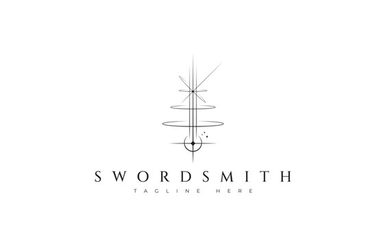 Sword Smith Inner Strength Illustration Abstract Sacred Geometry Art Sign Symbol Logo