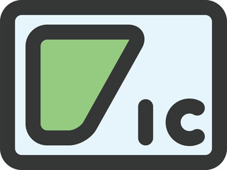 駅関連のカラー単品アイコン　ICカード