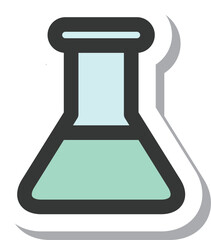 ステッカー風医療関連の単品アイコン　三角フラスコ