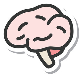 ステッカー風医療関連の単品アイコン　脳