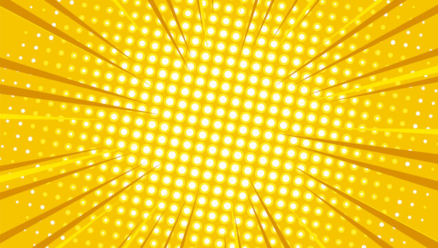 yellow comic background with dot halftone and zoom effect