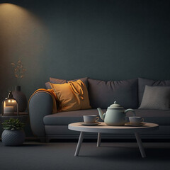 Modern living room interior with sofa