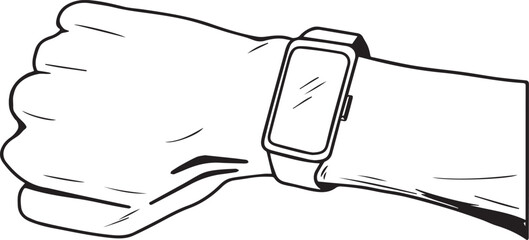 hand with a smart watch sketch