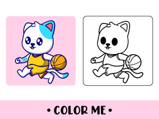 Fototapeta premium Vector coloring book for children a cute cat. Vector coloring template for education kids