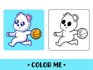 Vector coloring book for children a cute panda. Vector coloring template for education kids