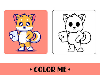 Vector coloring book for children a cute puppies. Vector coloring template for education kids