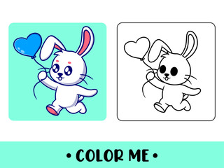 Vector coloring book for children a cute rabbit. Vector coloring template for education kids